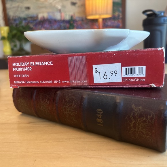 Mikasa Porcelain 8" Holiday Christmas Tree Candy Dish GOLD NIB  Trinket Holiday - Picture 7 of 7